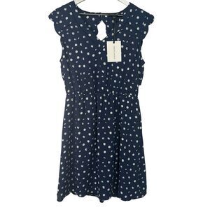 41 Hawthorn Midnight Scallop Detail Dress Womens Large Navy White Polka Dot